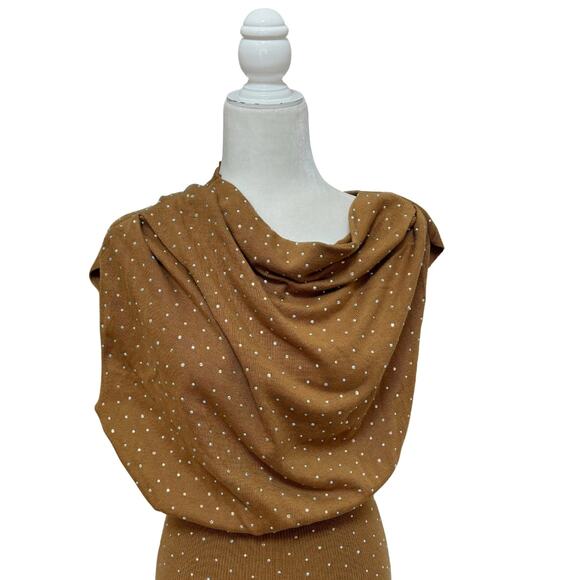 The Sei Crystal Asymmetric Drape Mini Dress XS Tan NWT - Picture 4 of 9